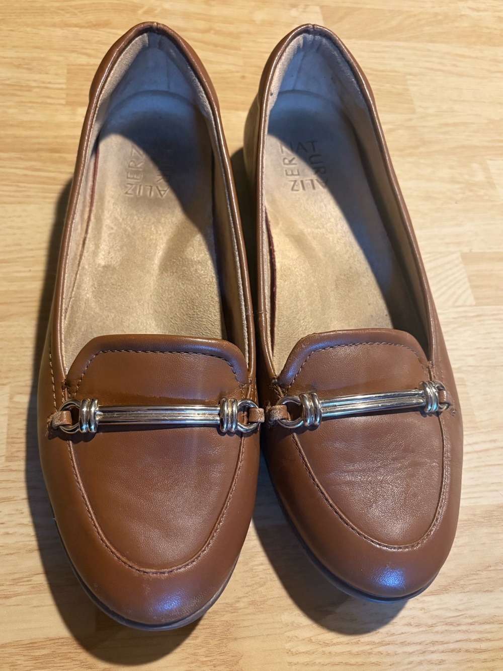 naturalizer brown memory foam loafer boat shoe leather summer boardwalk slip on